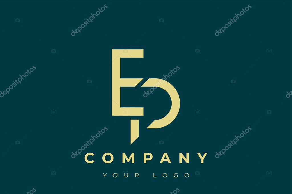 EP Modern Golden Logo. This modern and elegant logo features a sleek monogram design combining the letters A and B in a stylized, minimalist form. Rendered in a luxurious gold color against a deep teal background.