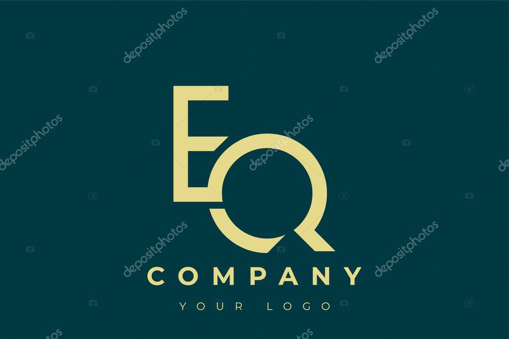 EQ Modern Golden Logo. This modern and elegant logo features a sleek monogram design combining the letters A and B in a stylized, minimalist form. Rendered in a luxurious gold color against a deep teal background.
