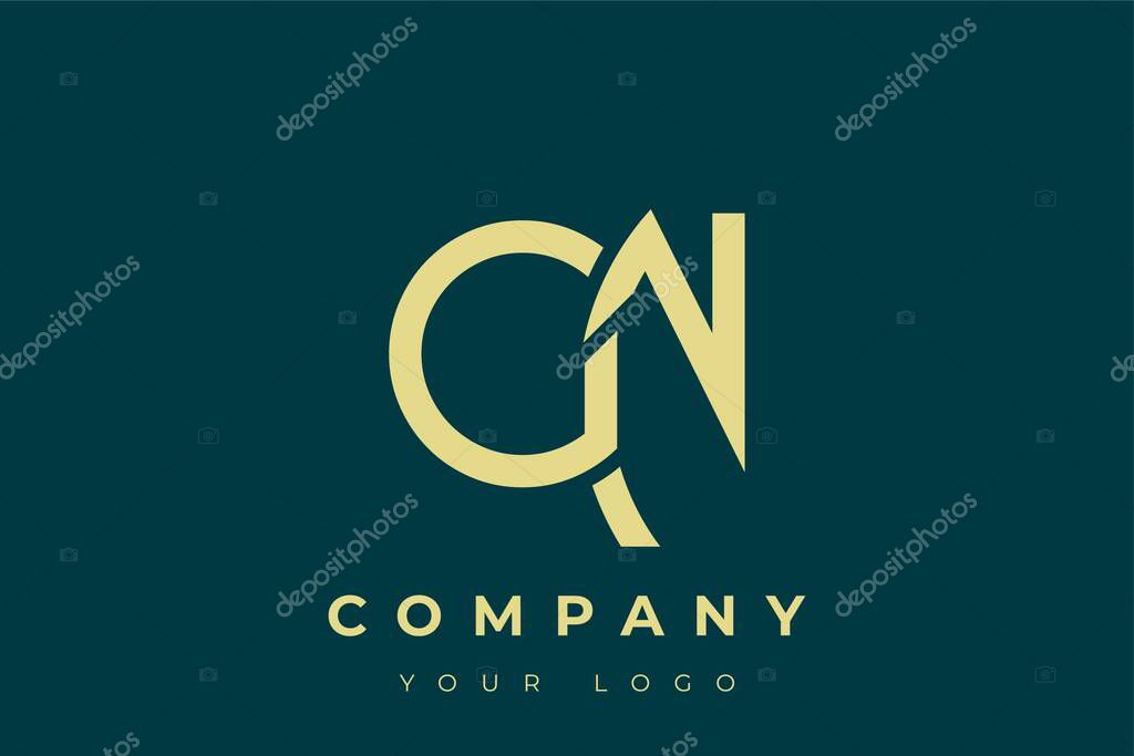GN Modern Golden Logo. This modern and elegant logo features a sleek monogram design combining the letters A and B in a stylized, minimalist form. Rendered in a luxurious gold color against a deep teal background.