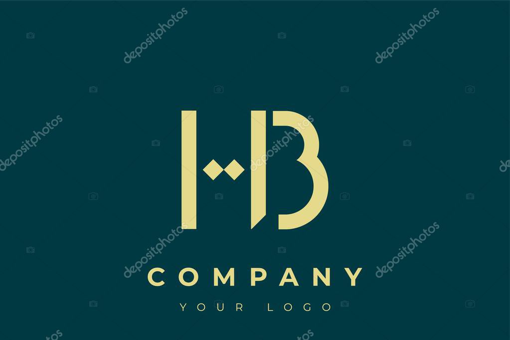 HB Modern Golden Logo. This modern and elegant logo features a sleek monogram design combining the letters A and B in a stylized, minimalist form. Rendered in a luxurious gold color against a deep teal background.