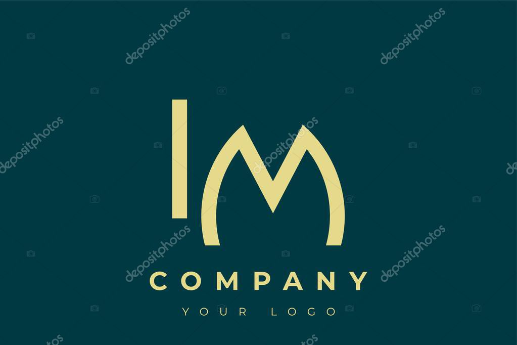 IM Modern Golden Logo. This modern and elegant logo features a sleek monogram design combining the letters A and B in a stylized, minimalist form. Rendered in a luxurious gold color against a deep teal background.
