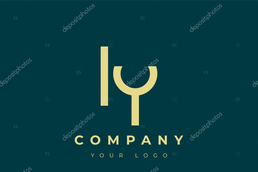 IY Modern Golden Logo. This modern and elegant logo features a sleek monogram design combining the letters A and B in a stylized, minimalist form. Rendered in a luxurious gold color against a deep teal background.