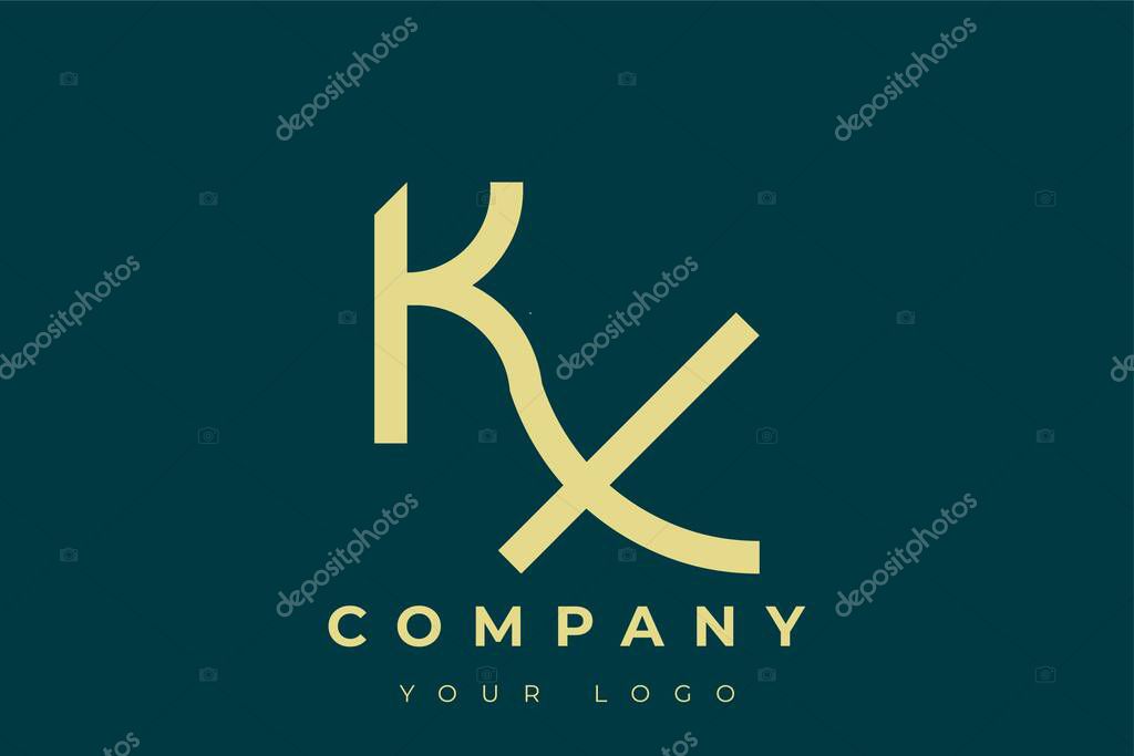 KX Modern Golden Logo. This modern and elegant logo features a sleek monogram design combining the letters A and B in a stylized, minimalist form. Rendered in a luxurious gold color against a deep teal background.
