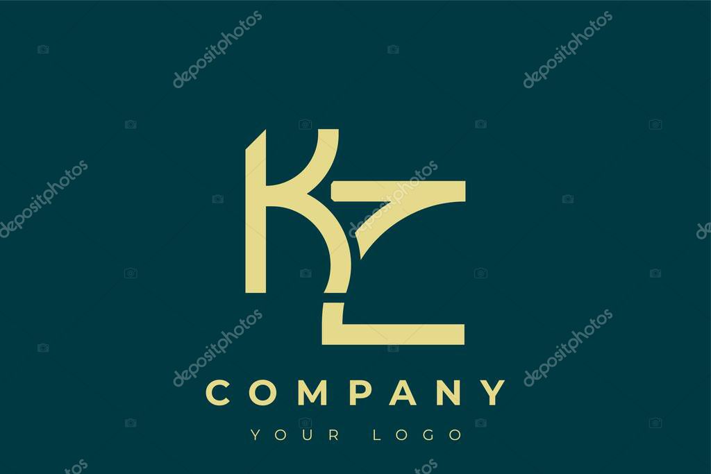 KZ Modern Golden Logo. This modern and elegant logo features a sleek monogram design combining the letters A and B in a stylized, minimalist form. Rendered in a luxurious gold color against a deep teal background.