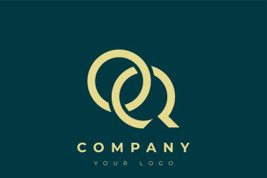 OQ Modern Altın Logo. Bu modern ve zarif logo, A ve B harflerini stilize edilmiş, minimalist bir biçimde birleştiren zarif bir monogram tasarımı içeriyor. Lükse boyanmış altın renginde, deniz mavisi arkaplanına karşı.