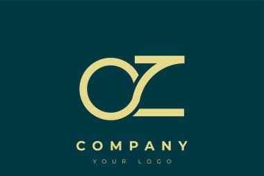 OZ Modern Altın Logo. Bu modern ve zarif logo, A ve B harflerini stilize edilmiş, minimalist bir biçimde birleştiren zarif bir monogram tasarımı içeriyor. Lükse boyanmış altın renginde, deniz mavisi arkaplanına karşı.