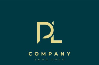PL Modern Altın Logo. Bu modern ve zarif logo, A ve B harflerini stilize edilmiş, minimalist bir biçimde birleştiren zarif bir monogram tasarımı içeriyor. Lükse boyanmış altın renginde, deniz mavisi arkaplanına karşı.