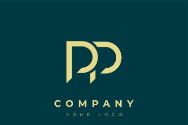 PP Modern Altın Logo. Bu modern ve zarif logo, A ve B harflerini stilize edilmiş, minimalist bir biçimde birleştiren zarif bir monogram tasarımı içeriyor. Lükse boyanmış altın renginde, deniz mavisi arkaplanına karşı.