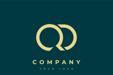 QD Modern Altın Logo. Bu modern ve zarif logo, A ve B harflerini stilize edilmiş, minimalist bir biçimde birleştiren zarif bir monogram tasarımı içeriyor. Lükse boyanmış altın renginde, deniz mavisi arkaplanına karşı.