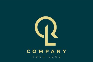 QL Modern Altın Logo. Bu modern ve zarif logo, A ve B harflerini stilize edilmiş, minimalist bir biçimde birleştiren zarif bir monogram tasarımı içeriyor. Lükse boyanmış altın renginde, deniz mavisi arkaplanına karşı.