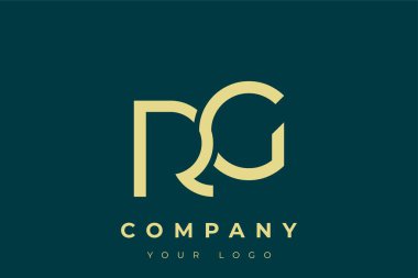 RG Modern Altın Logo. Bu modern ve zarif logo, A ve B harflerini stilize edilmiş, minimalist bir biçimde birleştiren zarif bir monogram tasarımı içeriyor. Lükse boyanmış altın renginde, deniz mavisi arkaplanına karşı.