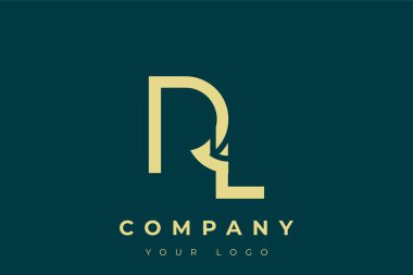 RL Modern Altın Logo. Bu modern ve zarif logo, A ve B harflerini stilize edilmiş, minimalist bir biçimde birleştiren zarif bir monogram tasarımı içeriyor. Lükse boyanmış altın renginde, deniz mavisi arkaplanına karşı.