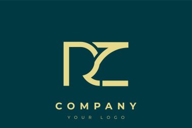 RZ Modern Altın Logo. Bu modern ve zarif logo, A ve B harflerini stilize edilmiş, minimalist bir biçimde birleştiren zarif bir monogram tasarımı içeriyor. Lükse boyanmış altın renginde, deniz mavisi arkaplanına karşı.