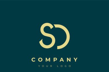 SD Modern Altın Logo. Bu modern ve zarif logo, A ve B harflerini stilize edilmiş, minimalist bir biçimde birleştiren zarif bir monogram tasarımı içeriyor. Lükse boyanmış altın renginde, deniz mavisi arkaplanına karşı.