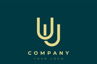 UU Modern Altın Logo. Bu modern ve zarif logo, A ve B harflerini stilize edilmiş, minimalist bir biçimde birleştiren zarif bir monogram tasarımı içeriyor. Lükse boyanmış altın renginde, deniz mavisi arkaplanına karşı.