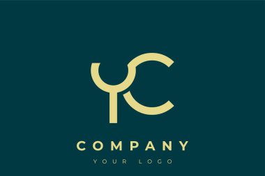 YC Modern Altın Logo. Bu modern ve zarif logo, A ve B harflerini stilize edilmiş, minimalist bir biçimde birleştiren zarif bir monogram tasarımı içeriyor. Lükse boyanmış altın renginde, deniz mavisi arkaplanına karşı.