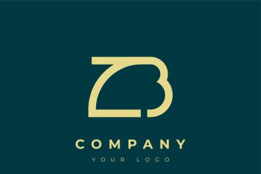 ZB Modern Altın Logo. Bu modern ve zarif logo, A ve B harflerini stilize edilmiş, minimalist bir biçimde birleştiren zarif bir monogram tasarımı içeriyor. Lükse boyanmış altın renginde, deniz mavisi arkaplanına karşı.