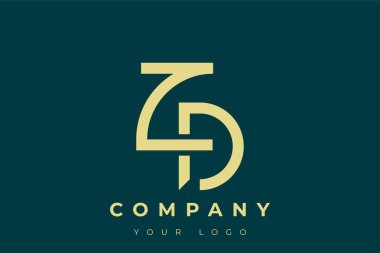 ZD Modern Altın Logo. Bu modern ve zarif logo, A ve B harflerini stilize edilmiş, minimalist bir biçimde birleştiren zarif bir monogram tasarımı içeriyor. Lükse boyanmış altın renginde, deniz mavisi arkaplanına karşı.