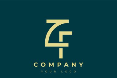 ZF Modern Altın Logo. Bu modern ve zarif logo, A ve B harflerini stilize edilmiş, minimalist bir biçimde birleştiren zarif bir monogram tasarımı içeriyor. Lükse boyanmış altın renginde, deniz mavisi arkaplanına karşı.