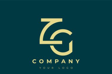 ZG Modern Altın Logo. Bu modern ve zarif logo, A ve B harflerini stilize edilmiş, minimalist bir biçimde birleştiren zarif bir monogram tasarımı içeriyor. Lükse boyanmış altın renginde, deniz mavisi arkaplanına karşı.