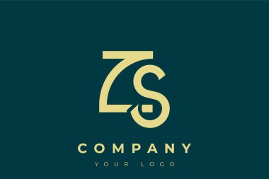 ZS Modern Altın Logo. Bu modern ve zarif logo, A ve B harflerini stilize edilmiş, minimalist bir biçimde birleştiren zarif bir monogram tasarımı içeriyor. Lükse boyanmış altın renginde, deniz mavisi arkaplanına karşı.