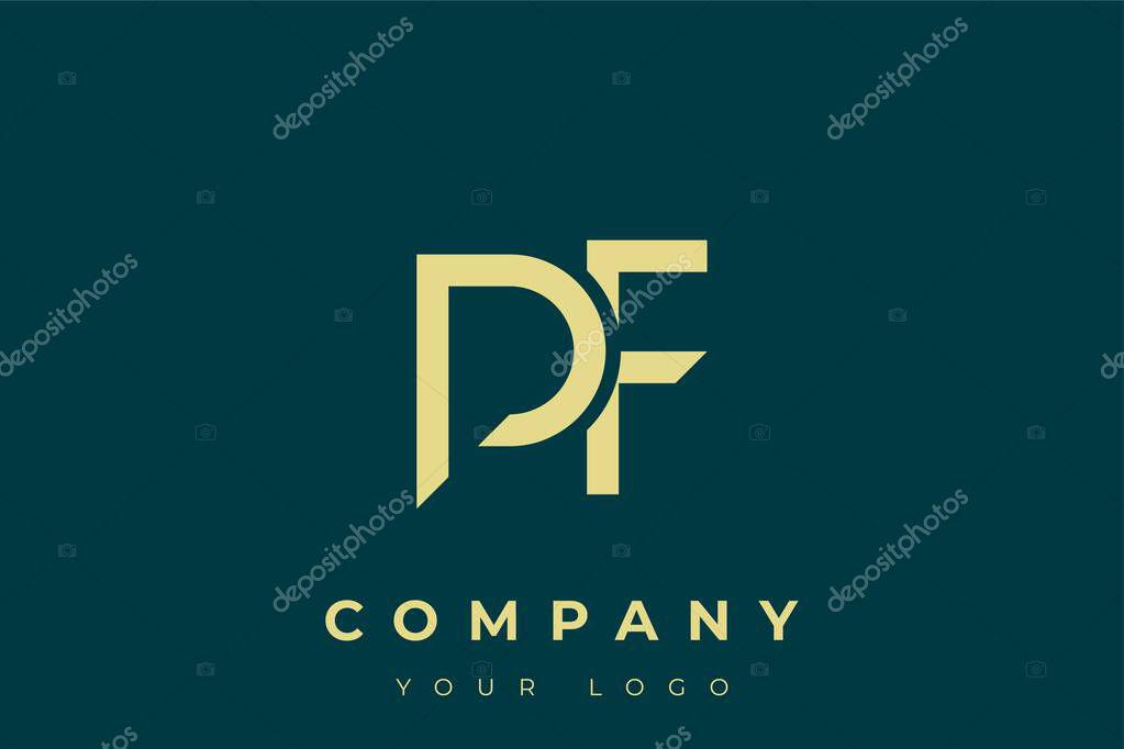 PF Modern Golden Logo. This modern and elegant logo features a sleek monogram design combining the letters A and B in a stylized, minimalist form. Rendered in a luxurious gold color against a deep teal background.