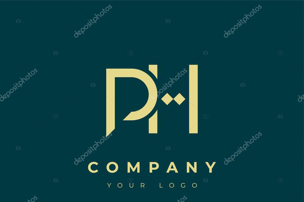 PH Modern Golden Logo. This modern and elegant logo features a sleek monogram design combining the letters A and B in a stylized, minimalist form. Rendered in a luxurious gold color against a deep teal background.