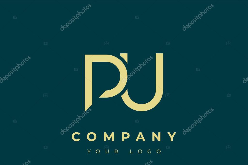 PU Modern Golden Logo. This modern and elegant logo features a sleek monogram design combining the letters A and B in a stylized, minimalist form. Rendered in a luxurious gold color against a deep teal background.