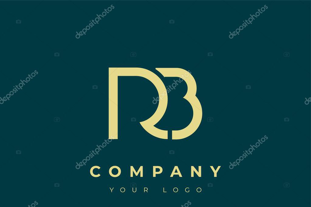 RB Modern Golden Logo. This modern and elegant logo features a sleek monogram design combining the letters A and B in a stylized, minimalist form. Rendered in a luxurious gold color against a deep teal background.