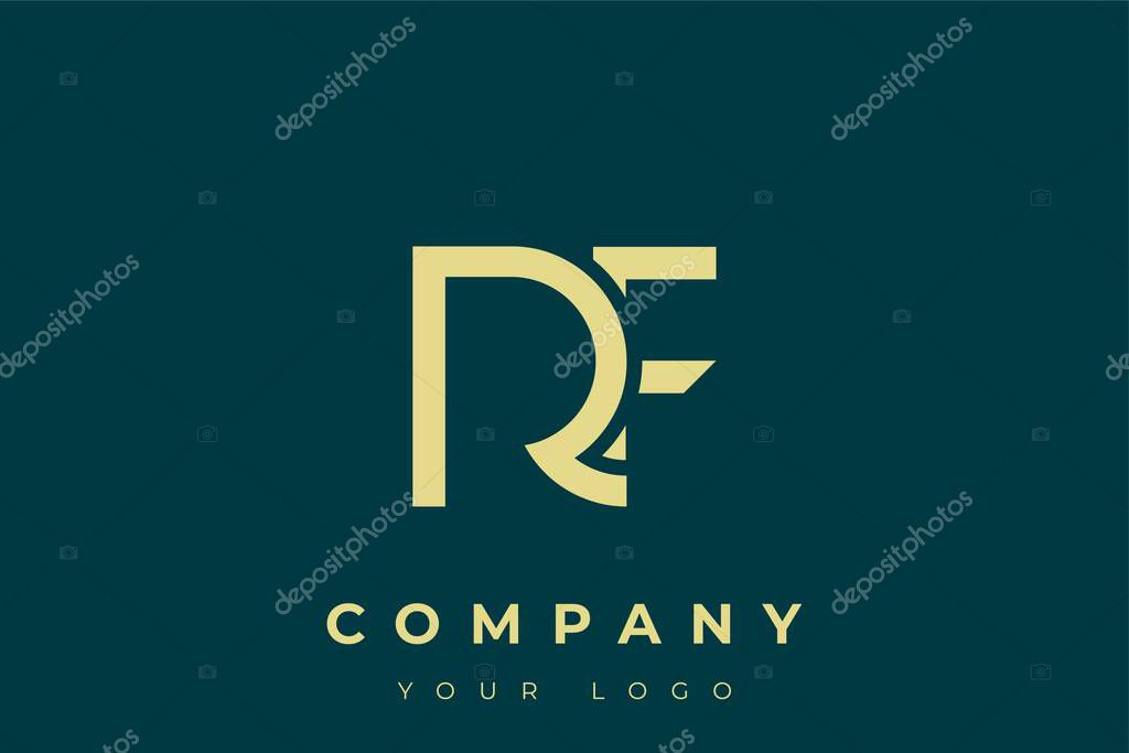 RF Modern Golden Logo. This modern and elegant logo features a sleek monogram design combining the letters A and B in a stylized, minimalist form. Rendered in a luxurious gold color against a deep teal background.