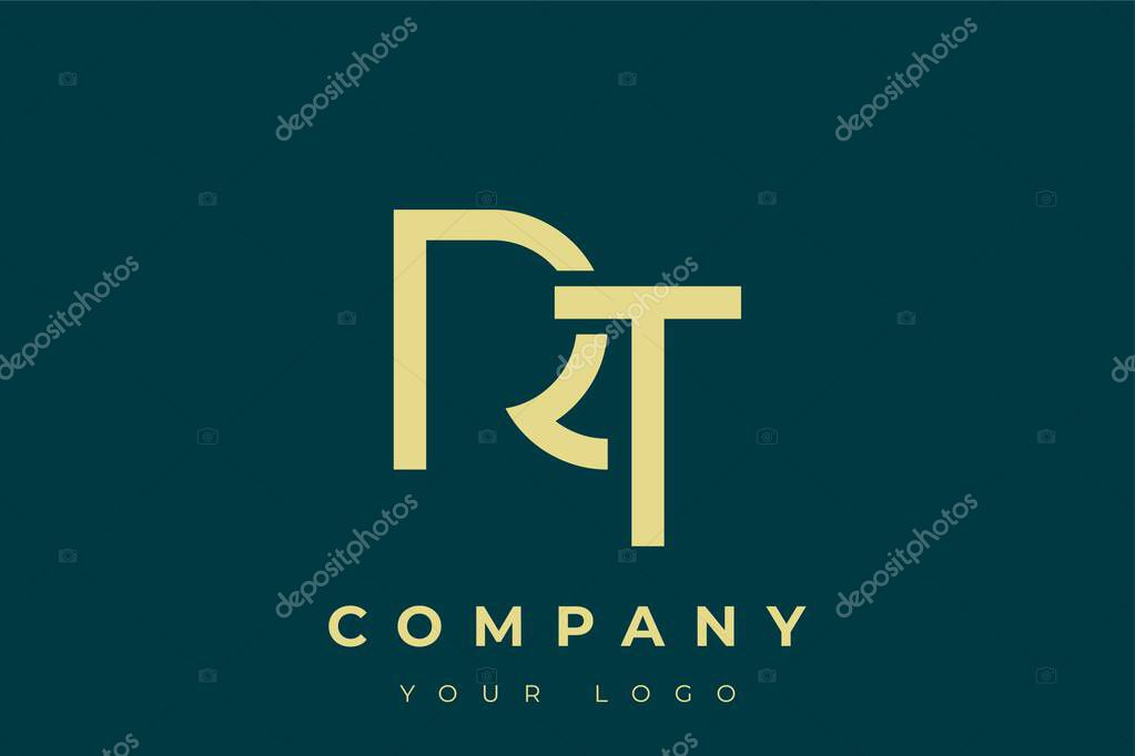 RT Modern Golden Logo. This modern and elegant logo features a sleek monogram design combining the letters A and B in a stylized, minimalist form. Rendered in a luxurious gold color against a deep teal background.