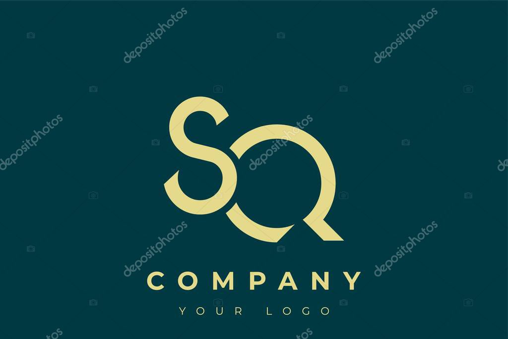 SQ Modern Golden Logo. This modern and elegant logo features a sleek monogram design combining the letters A and B in a stylized, minimalist form. Rendered in a luxurious gold color against a deep teal background.