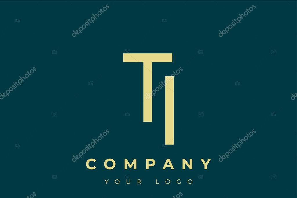 TI Modern Golden Logo. This modern and elegant logo features a sleek monogram design combining the letters A and B in a stylized, minimalist form. Rendered in a luxurious gold color against a deep teal background.
