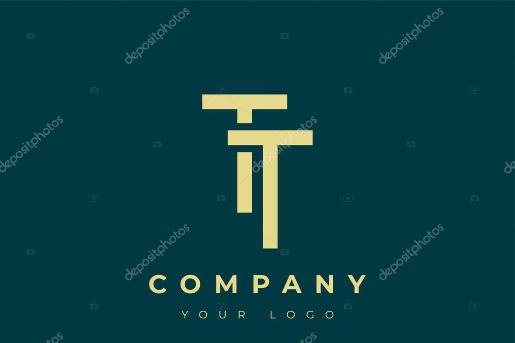 TT Modern Golden Logo. This modern and elegant logo features a sleek monogram design combining the letters A and B in a stylized, minimalist form. Rendered in a luxurious gold color against a deep teal background.