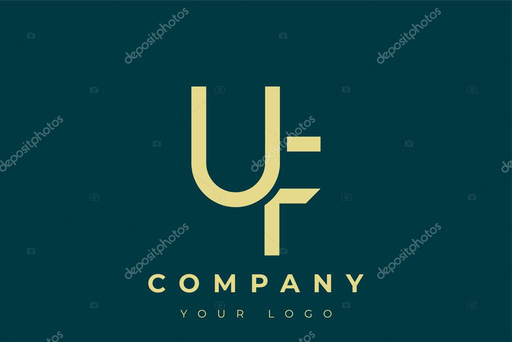 UF Modern Golden Logo. This modern and elegant logo features a sleek monogram design combining the letters A and B in a stylized, minimalist form. Rendered in a luxurious gold color against a deep teal background.
