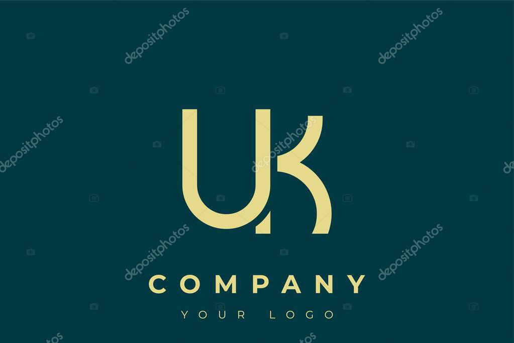 UK Modern Golden Logo. This modern and elegant logo features a sleek monogram design combining the letters A and B in a stylized, minimalist form. Rendered in a luxurious gold color against a deep teal background.