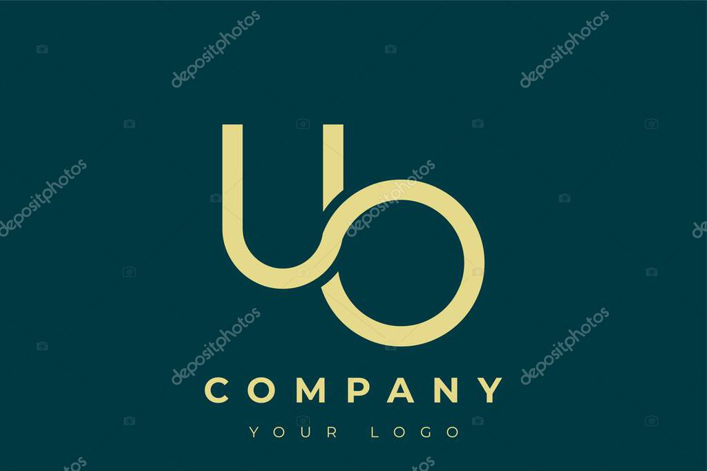 UO Modern Golden Logo. This modern and elegant logo features a sleek monogram design combining the letters A and B in a stylized, minimalist form. Rendered in a luxurious gold color against a deep teal background.