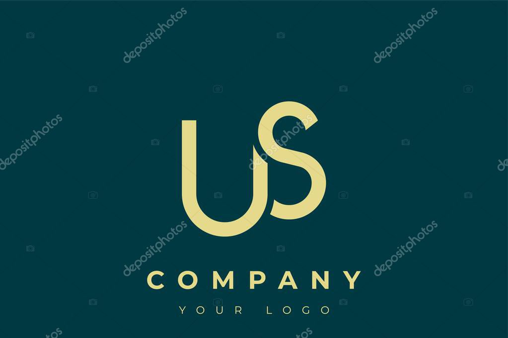 US Modern Golden Logo. This modern and elegant logo features a sleek monogram design combining the letters A and B in a stylized, minimalist form. Rendered in a luxurious gold color against a deep teal background.