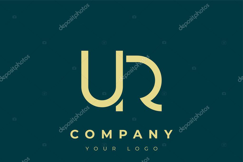 UR Modern Golden Logo. This modern and elegant logo features a sleek monogram design combining the letters A and B in a stylized, minimalist form. Rendered in a luxurious gold color against a deep teal background.