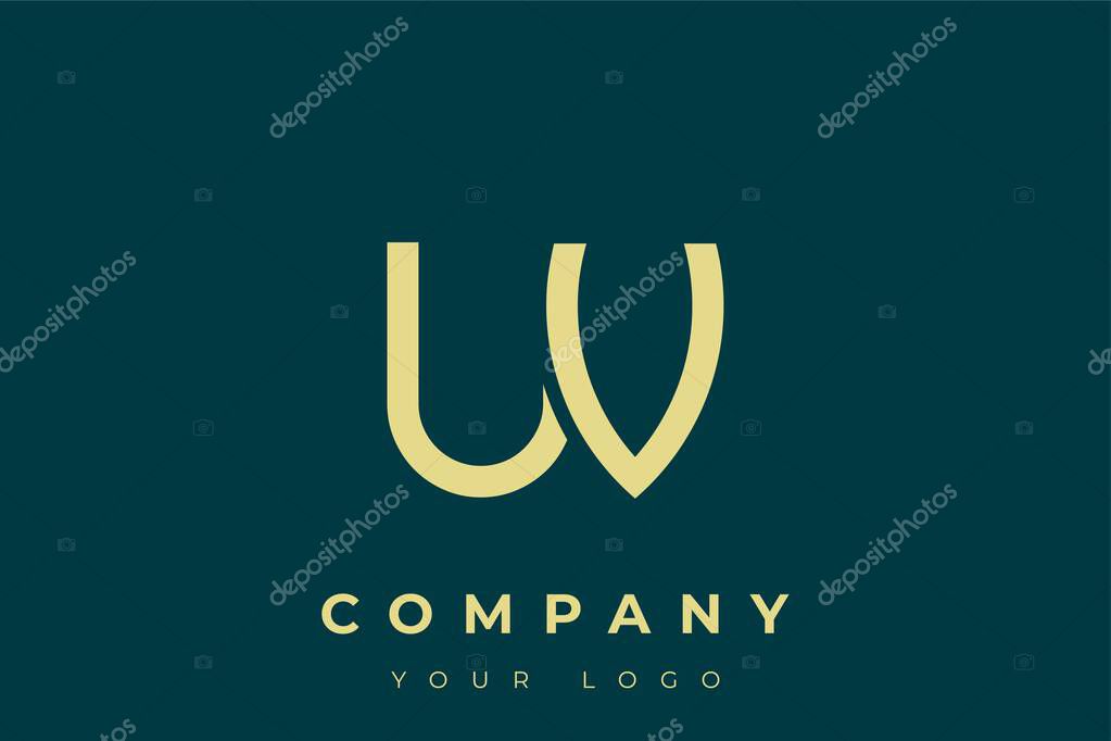 UV Modern Golden Logo. This modern and elegant logo features a sleek monogram design combining the letters A and B in a stylized, minimalist form. Rendered in a luxurious gold color against a deep teal background.