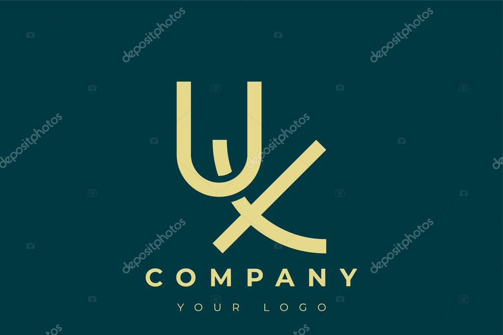 UX Modern Golden Logo. This modern and elegant logo features a sleek monogram design combining the letters A and B in a stylized, minimalist form. Rendered in a luxurious gold color against a deep teal background.