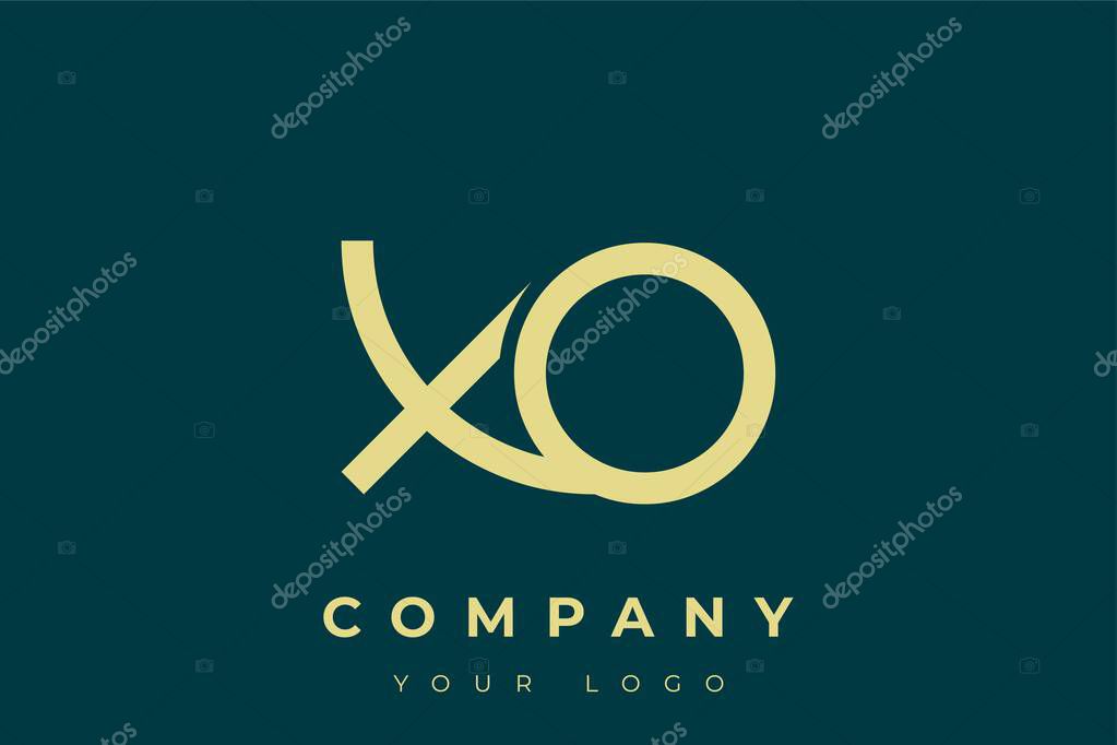 XO Modern Golden Logo. This modern and elegant logo features a sleek monogram design combining the letters A and B in a stylized, minimalist form. Rendered in a luxurious gold color against a deep teal background.