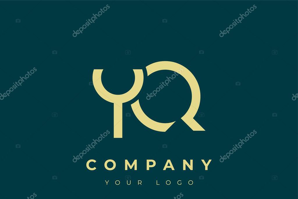 YQ Modern Golden Logo. This modern and elegant logo features a sleek monogram design combining the letters A and B in a stylized, minimalist form. Rendered in a luxurious gold color against a deep teal background.
