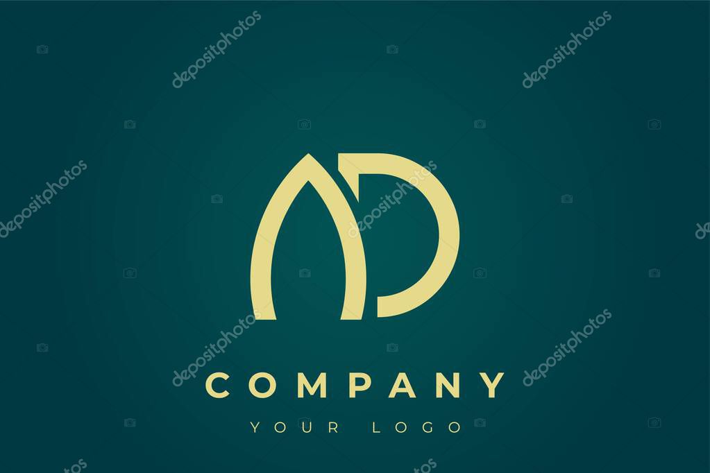 AD Modern Golden Logo. This modern and elegant logo features a sleek monogram design combining the letters A and B in a stylized, minimalist form. Rendered in a luxurious gold color against a deep teal background.
