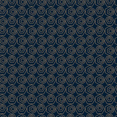 Gold Geometric Hexagon Pattern on Deep Navy Background for Modern Design and Decor