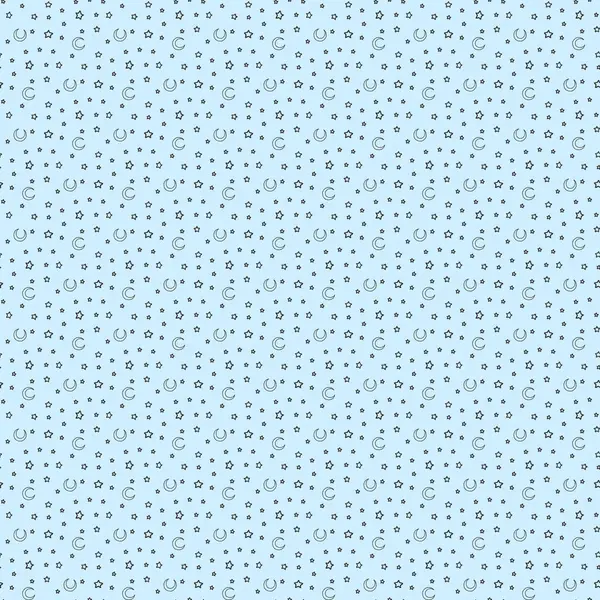 Göksel Şablon Açık Mavi Kusursuz Arkaplan Yıldızlar ve Hilal Ayları