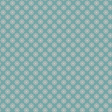 A repeating floral pattern featuring geometric flower shapes arranged closely together on a teal colored surface creating a visually appealing and calming background design