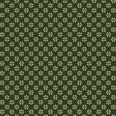 This beautiful background features a delicate pattern of small ivory flowers arranged on a deep green field It evokes a sense of vintage charm and botanical elegance perfect for textile designs and more