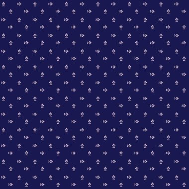 This seamless pattern features delicate floral motifs evenly distributed across a dark blue backdrop creating a classic and elegant design suitable for various applications like textile printing or wallpaper crafting