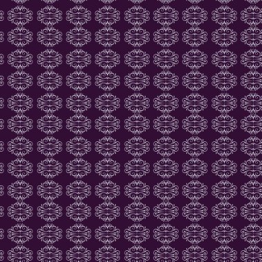 A seamless pattern featuring a white decorative damask motif against a rich purple background creating an elegant and luxurious wallpaper or textile design for various creative applications